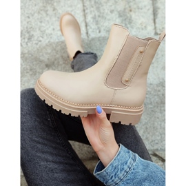 Cizme Chelsea de dama bej cu talpa groasa 2