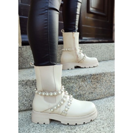 Botine de dama bej cu accesorii decorative 2 Botine de dama bej cu accesorii decorative 2