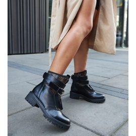 Cizme negre cu curea decorativă Domus negru 2