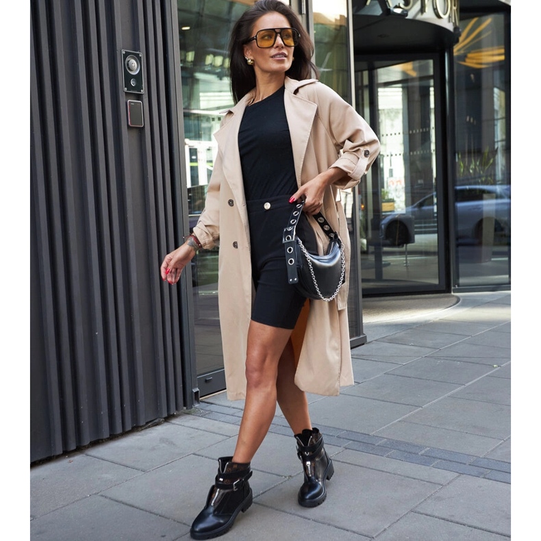 Cizme negre cu curea decorativă Domus negru 1