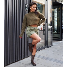 Cizme înalte maro decorate cu strasuri Vicco 1