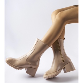 Cizme Wellington bej cu fermoar și bloc Maggiore 1