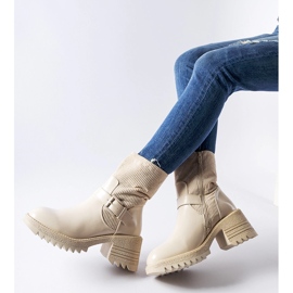 Botine bej pe un toc masiv Castelvetrano 2