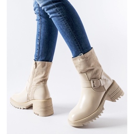 Botine bej pe un toc masiv Castelvetrano 3
