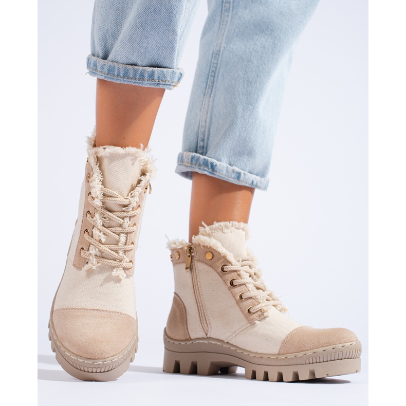 S. BARSKI Beżowe Traperki S.BARSKI bej 1