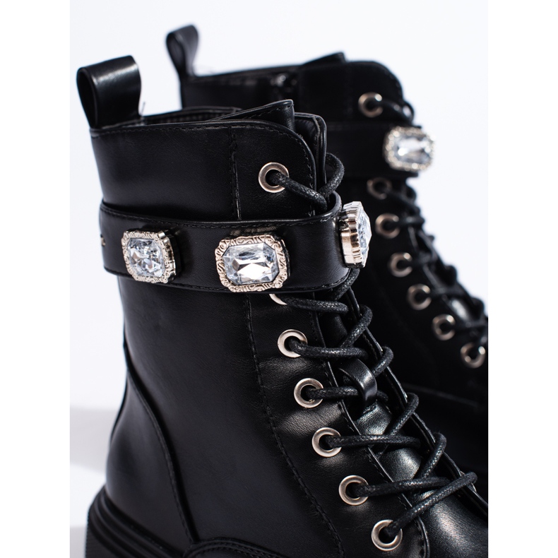 Botine de dama negre cu cristale negru 1 Botine de dama negre cu cristale negru 1