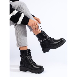 Geanți de damă negre cu lanț din piele ecologică negru 2