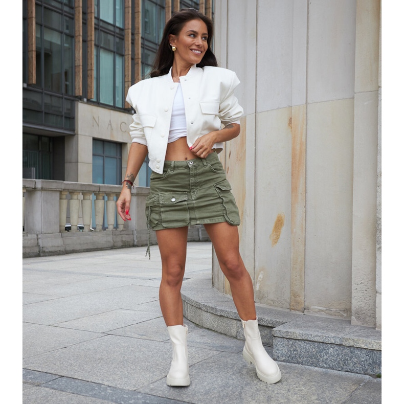 Botine izolate crem pe platforma Rinaldo bej 1