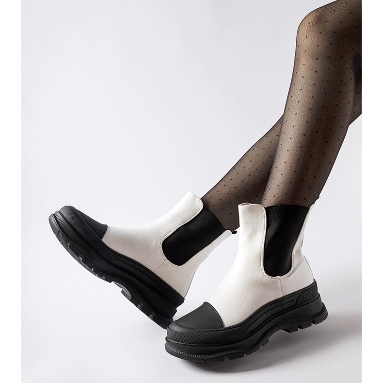 Botine albe cu talpă sportivă Ermanno 1