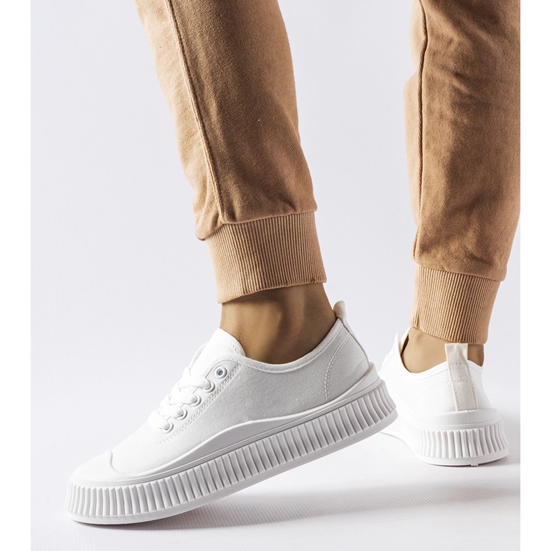 Tenisi albi cu platformă Collepepe 2