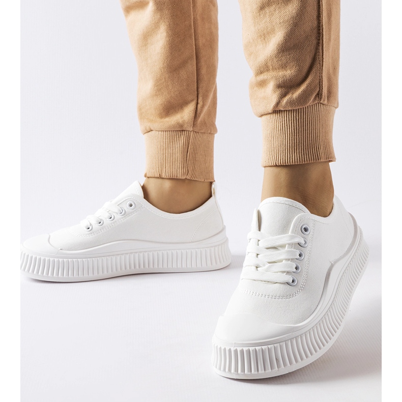 Tenisi albi cu platformă Collepepe 1