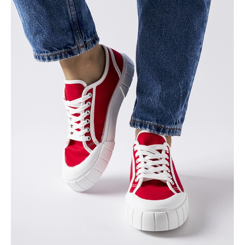 Adidași roșii pe o platformă groasă Egidio roșu 1