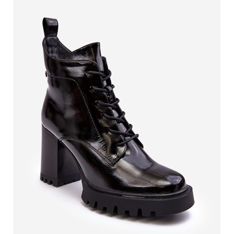 S.Barski Cizme izolate cu toc înalt patentate Negru D&amp;A MR870-54 1