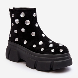 S.Barski Cizme Izolate Din piele intoarsa Cu Cristale D&amp;A MR870-83 Negru 2