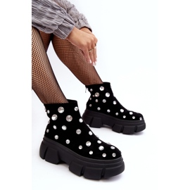 S.Barski Cizme Izolate Din piele intoarsa Cu Cristale D&amp;A MR870-83 Negru 1