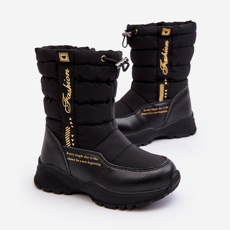 Cizme De Zăpadă Izolate De Lână Pentru Copii Cu Fermoar Negru Delhi 1