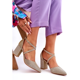 Pompe la modă cu toc înalt auriu strălucitor de aur 3