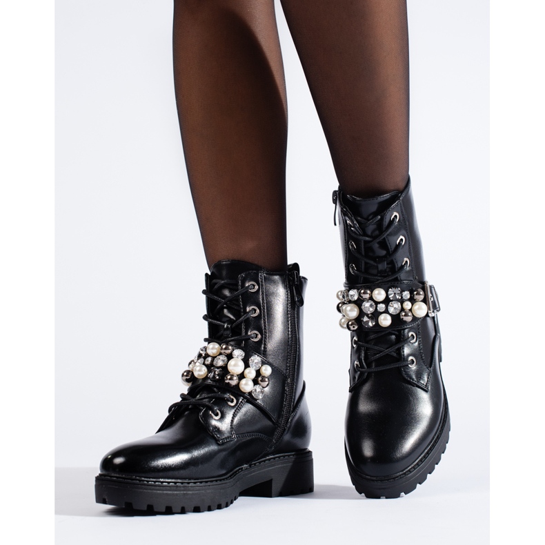 Genți de damă negre cu perle Shelovet negru 2