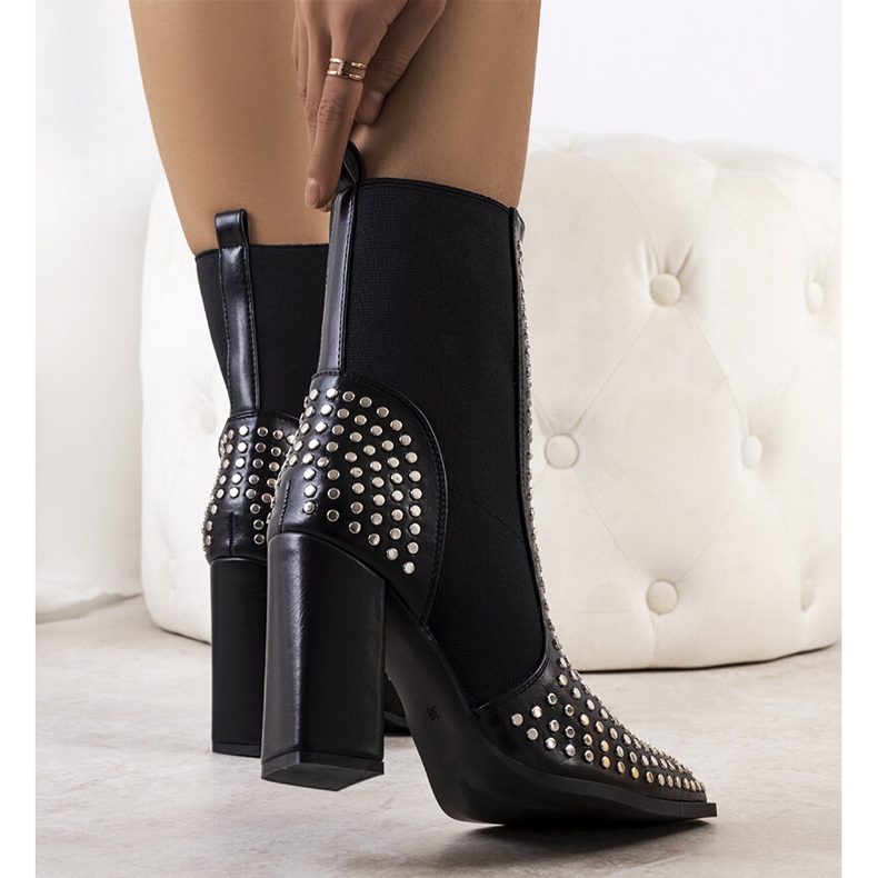 Botine negre cu toc Raina negru 2