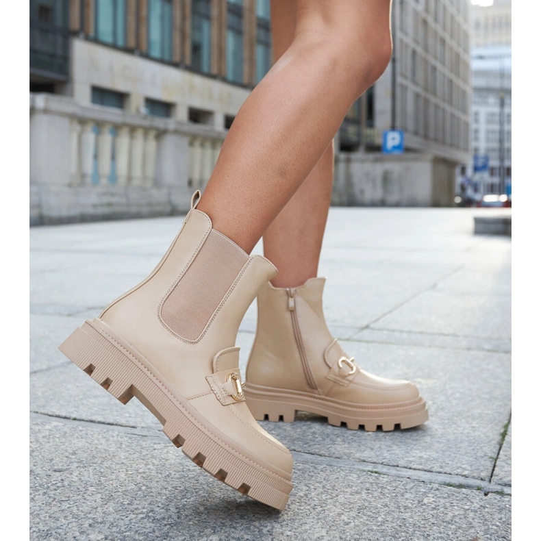 Botine bej închis cu protector Sailetto 2