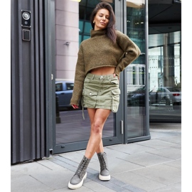 Cizme verzi decorate cu cusături Nicla verde 1 Cizme verzi decorate cu cusături Nicla verde 1