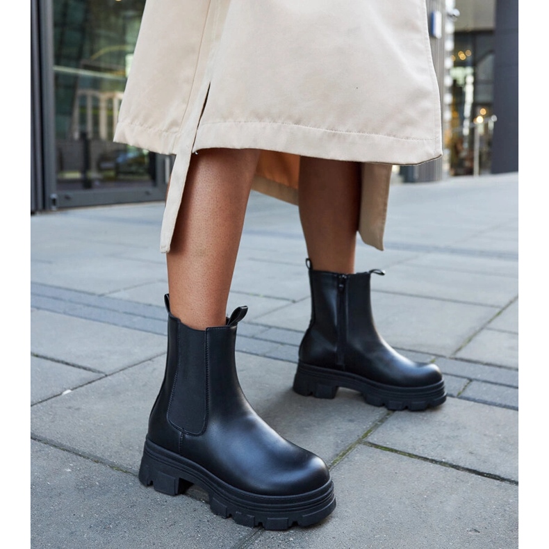 Botine negre pe platforma Placido negru 2