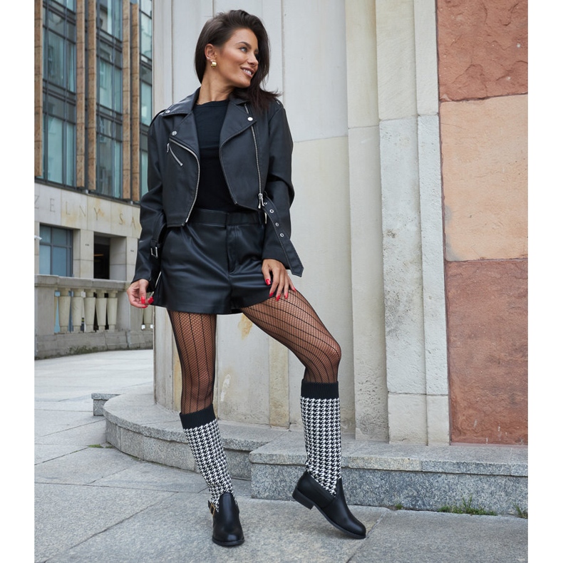 Cizme lungi alb-negru cu picioare de poule de la Maestas 1