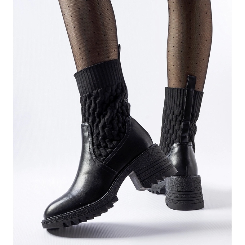 Botine negre cu șosete cu imprimare Buckley negru 1 Botine negre cu șosete cu imprimare Buckley negru 1