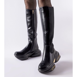 Inna Cizme Tanas negre cu talpa masiva negru 1