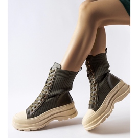 Cizme de culoare verde închis cu talpă groasă deschisă Vitto 1