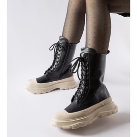 Pantofi muncitori negri cu talpa Crosia bej groasa negru 1