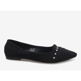 Balerini din piele neagră cu 127-15 știfturi negru 1