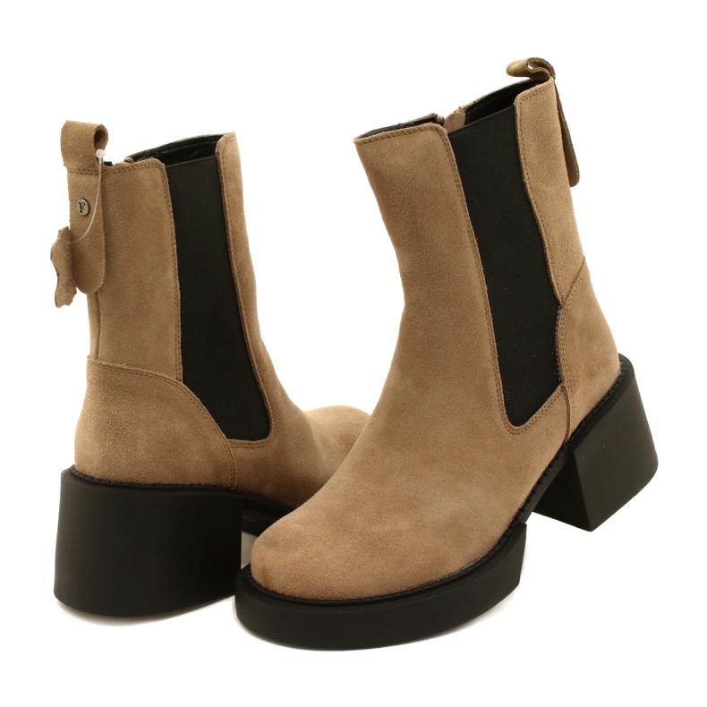 Filippo Botine din piele intoarsa bej cu toc inalt 3