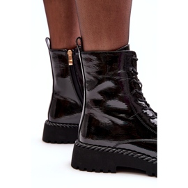 Botine De Dama Patent Worker Cu Decoratie Neagra S.Barski MR870-67 negru 2