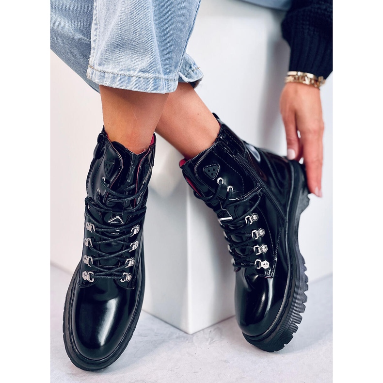 Cizme negre cu dantelă Kari negru 2