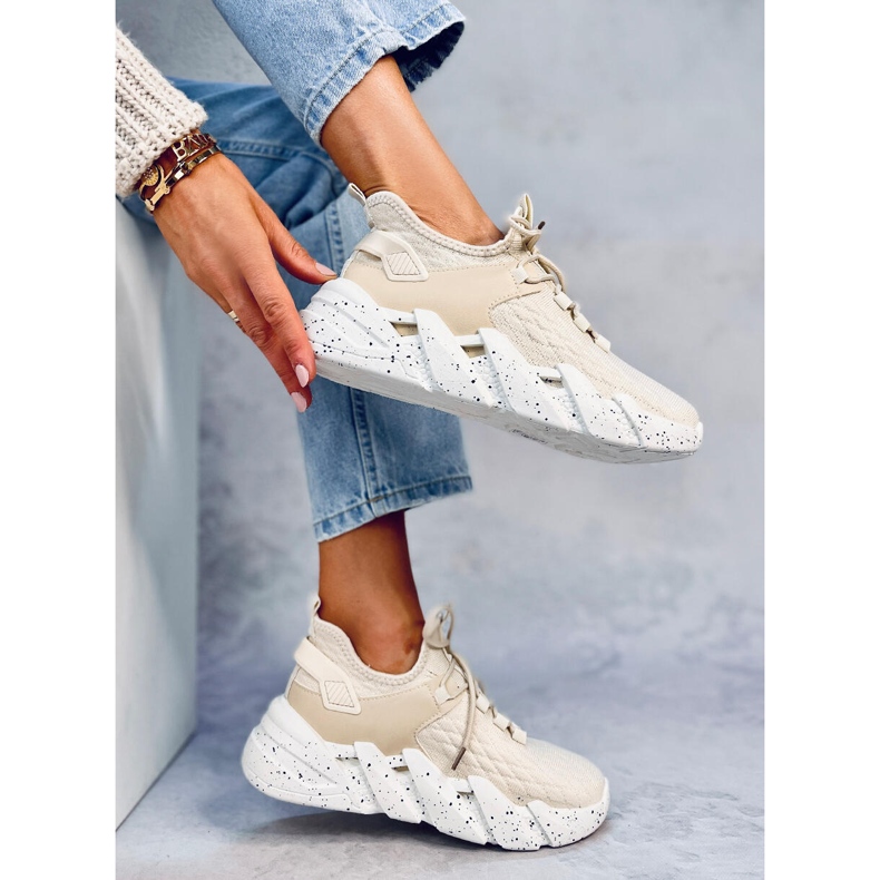 Pantofi sport cu șosete Indu Beige bej 2