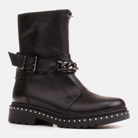 Marco Shoes Cizme de drumeție pentru femei Marco 1262B cu lanț, Glany negru 1