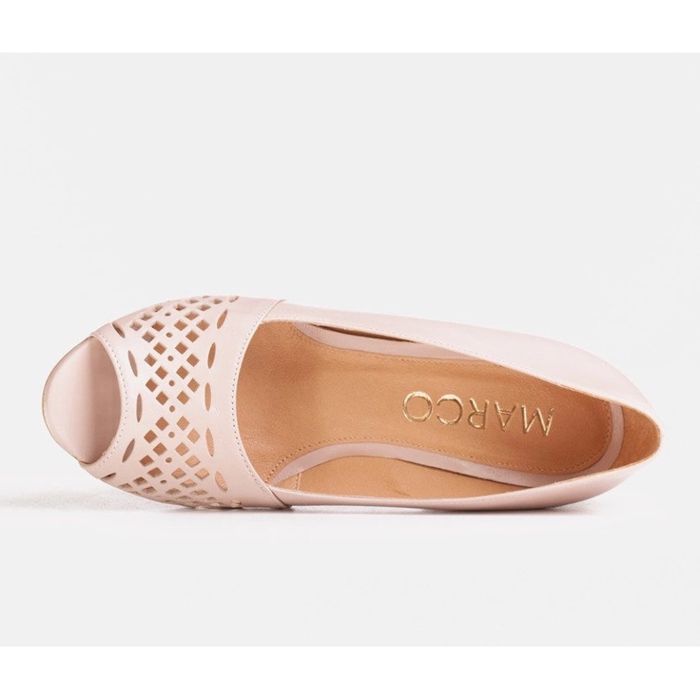 Marco Shoes Pompele bej cu partea frontală perforată 2