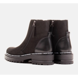 Marco Shoes Ghete de dama netede cu fund interesant, gros negru 2