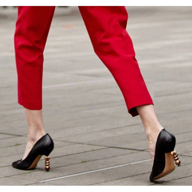 Marco Shoes Stilete din piele confecționate din piele moale cu pietre negru 1