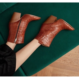 Marco Shoes Cizme de cowboy pentru femei din piele naturală cu relief maro 1