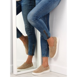 Tenisi slip-on din piele intoarsa 7103 Bej 2