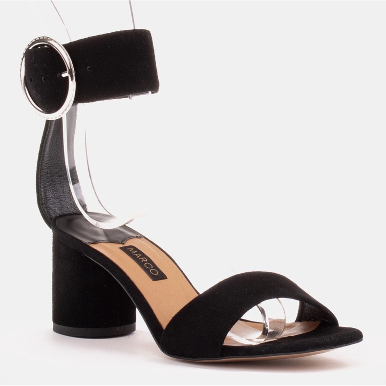 Marco Shoes Sandale din piele pentru femei cu cataramă decorativă negru 1