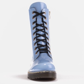 Marco Shoes Cizme înalte, cizme legate pe o talpă translucidă albastru 3