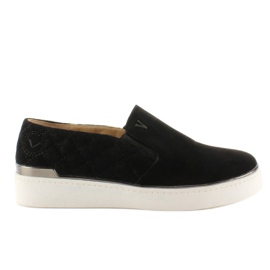 Tenisi slip-on din piele intoarsa 7103 Negri negru 2