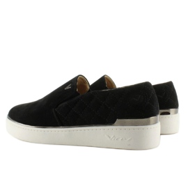 Tenisi slip-on din piele intoarsa 7103 Negri negru 1