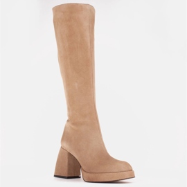 Marco Shoes Cizme Patrizia elegante pe platforma bej 1