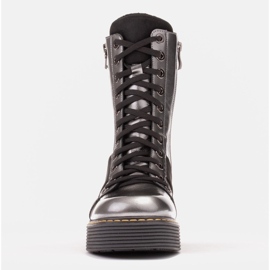 Marco Shoes Cizme cu șiret Paola gri 1