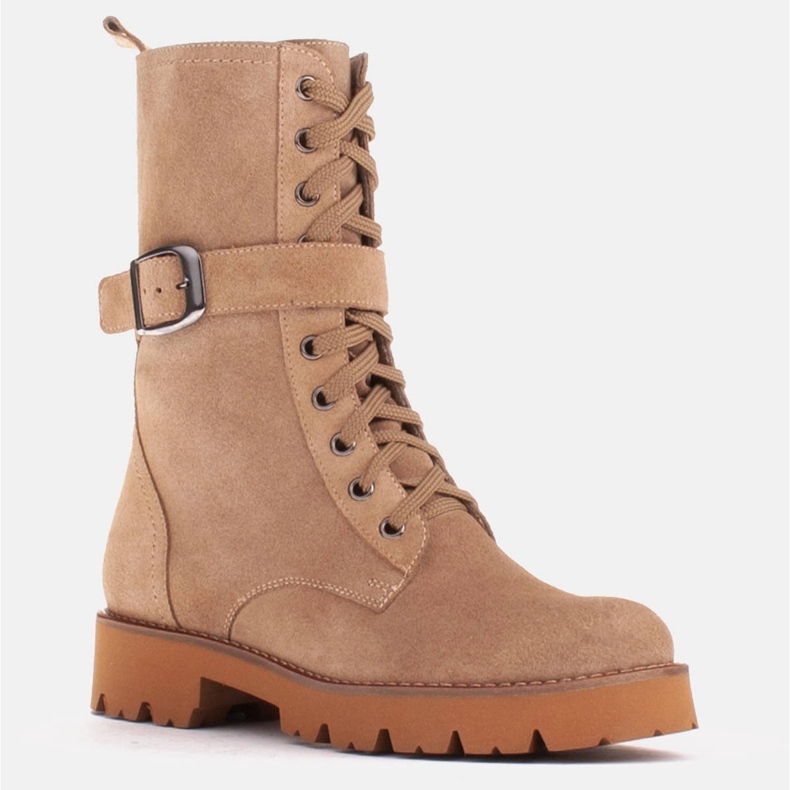 Marco Shoes Cizme cu șireturi pe talpă ușoară 2118B bej 1