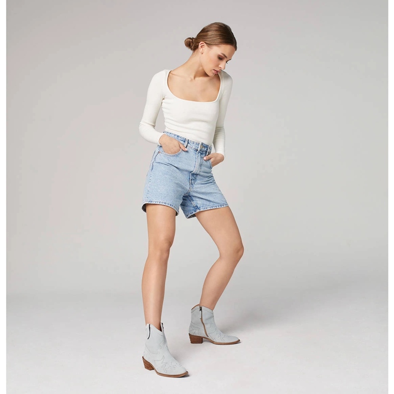 Marco Shoes Cizme de cowboy din piele intoarsa cu cusaturi decorative 2188B-1281-045-1 albastru gri 1